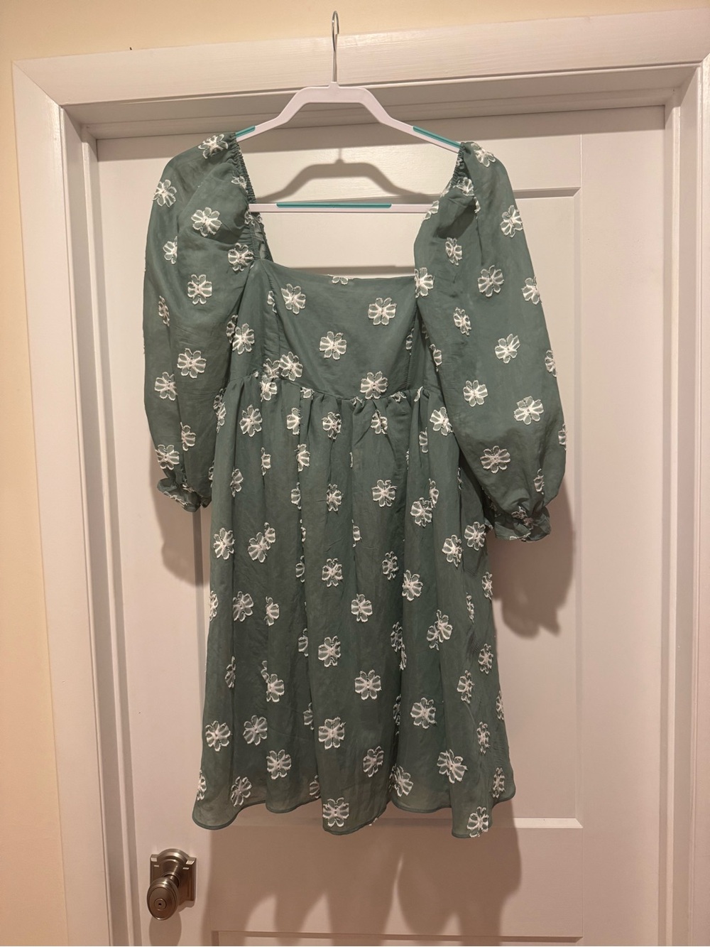 Storia Sage Green Floral Embroidered Dress